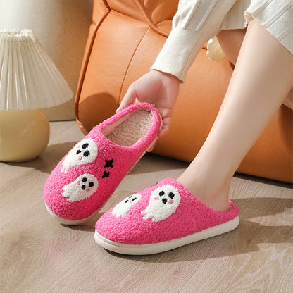 Halloween Cartoon Ghost Cotton Slippers – Cozy Non-Slip Indoor Winter Shoes