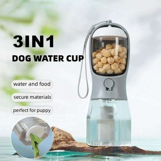 3-in-1 Portable Pet Cup – Water, Food, and Waste Management On-the-Go