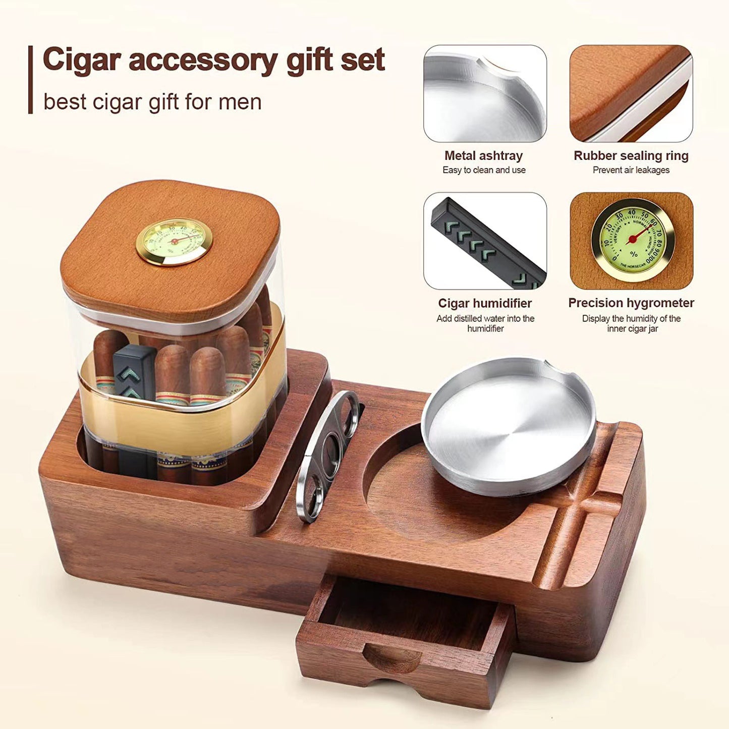 Luxury Tabletop Cigar Storage Box – Elegant Humidor for Freshness & Style