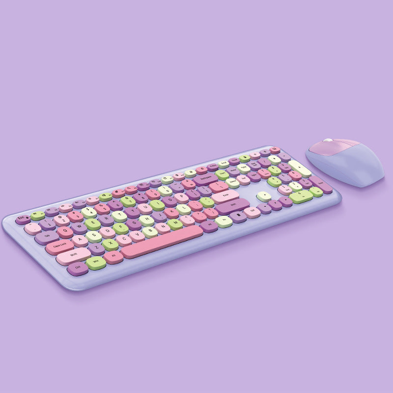 Wireless Office Punk Keyboard and Mouse Set – Retro Style with Modern Features