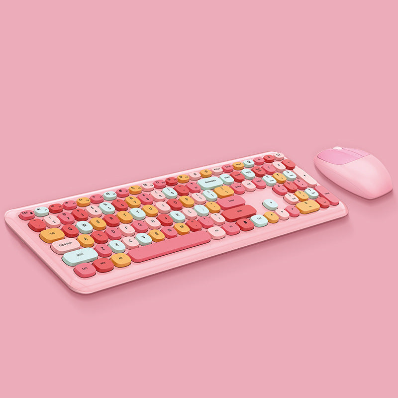 Wireless Office Punk Keyboard and Mouse Set – Retro Style with Modern Features