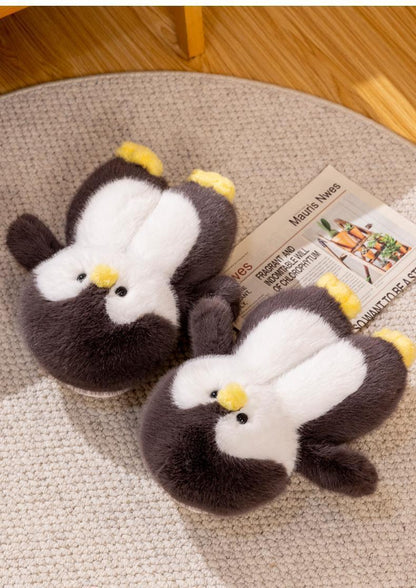 Cute Penguin Cartoon Plush Slippers