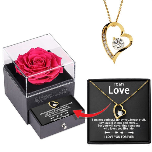 Love Necklace with Preserved Fresh Flower Gift Box