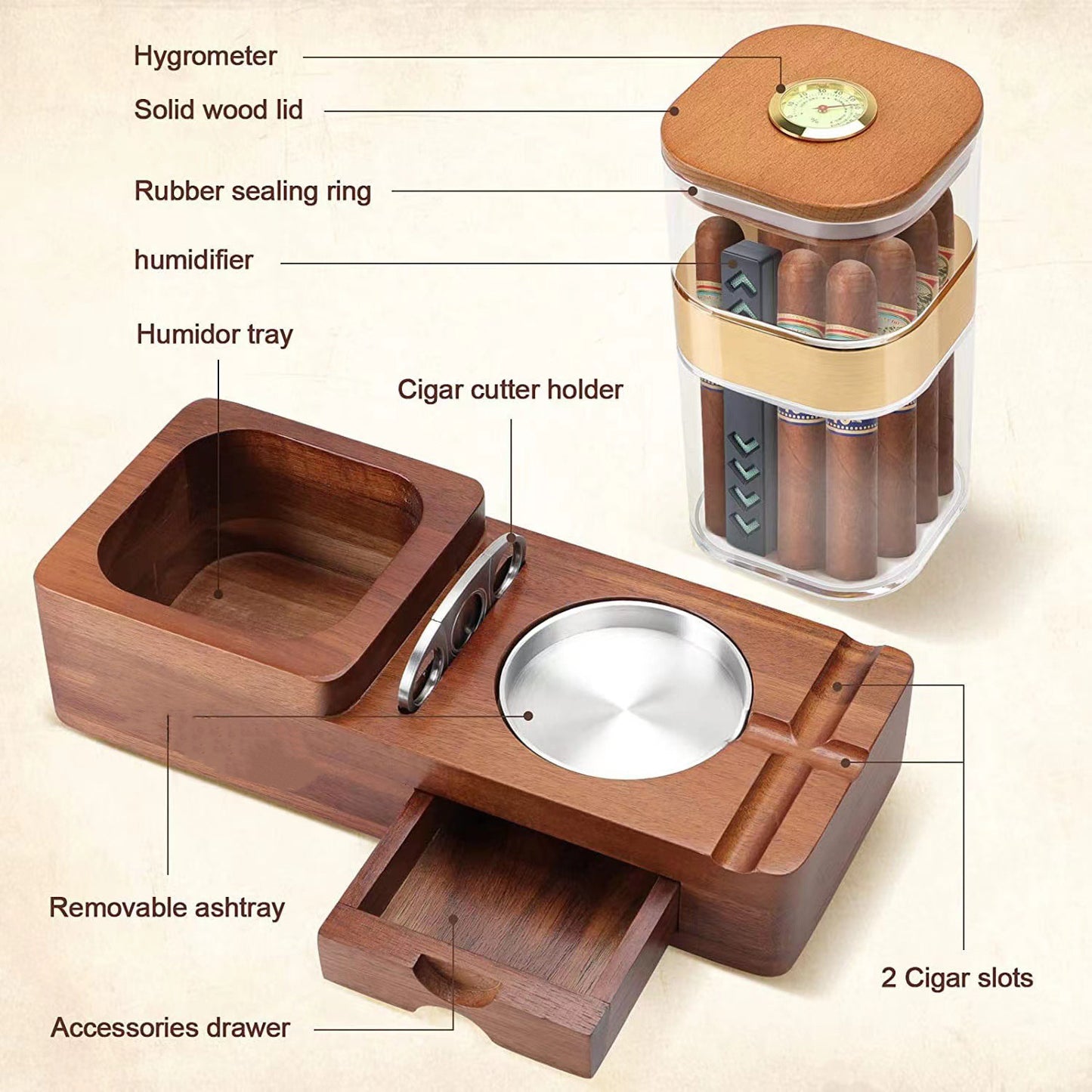 Luxury Tabletop Cigar Storage Box – Elegant Humidor for Freshness & Style