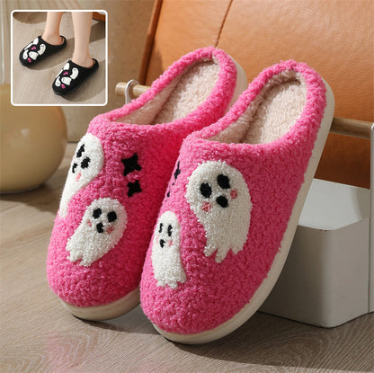 Halloween Cartoon Ghost Cotton Slippers – Cozy Non-Slip Indoor Winter Shoes