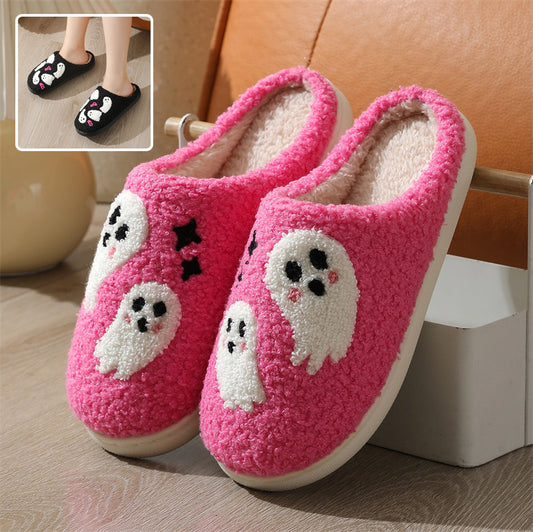 Halloween Cartoon Ghost Cotton Slippers – Cozy Non-Slip Indoor Winter Shoes