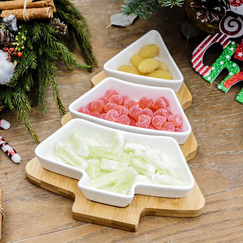 4-Piece Christmas Tree Ceramic Plates Set