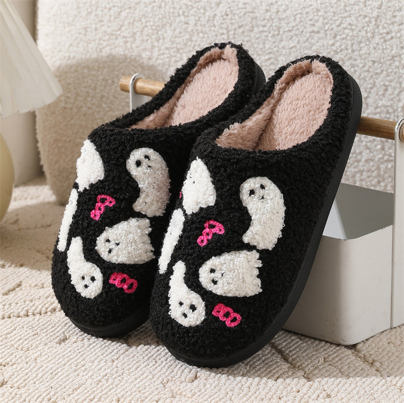 Halloween Cartoon Ghost Cotton Slippers – Cozy Non-Slip Indoor Winter Shoes