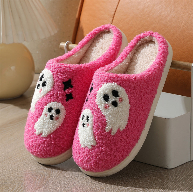 Halloween Cartoon Ghost Cotton Slippers – Cozy Non-Slip Indoor Winter Shoes