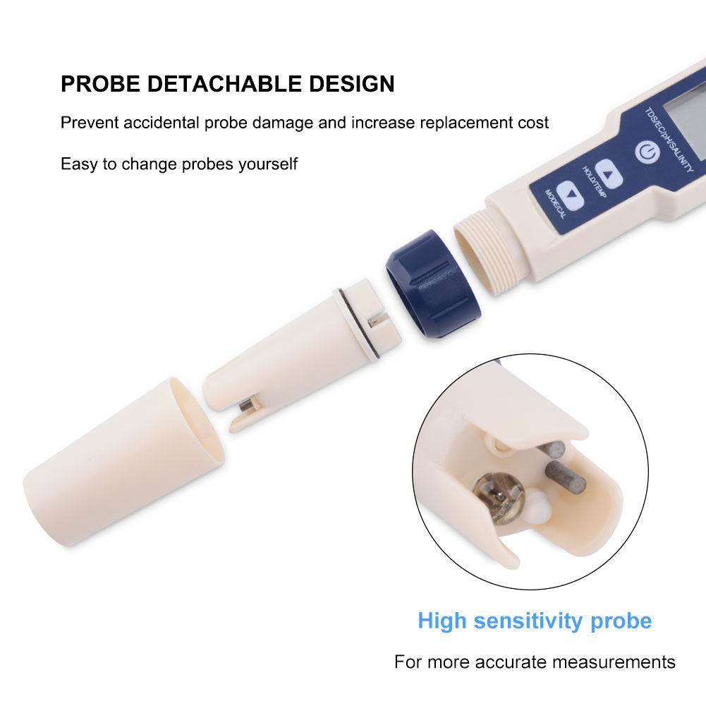 5-in-1 Waterproof Salinity Meter – Accurate Water Quality Tester