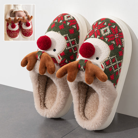 Cozy Non-Slip Christmas Elk Plush Slippers