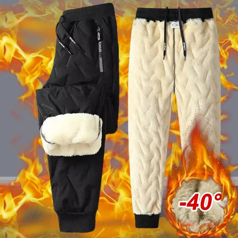 Unisex Winter Thermal Fleece Sweatpants – Waterproof, Windproof, and Ultra-Warm