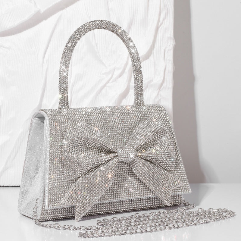 New Light Luxury Full Diamond Bow Handbag – Elegant & Sparkling Fashion