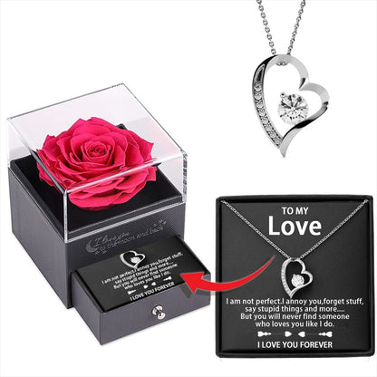 Love Necklace with Preserved Fresh Flower Gift Box