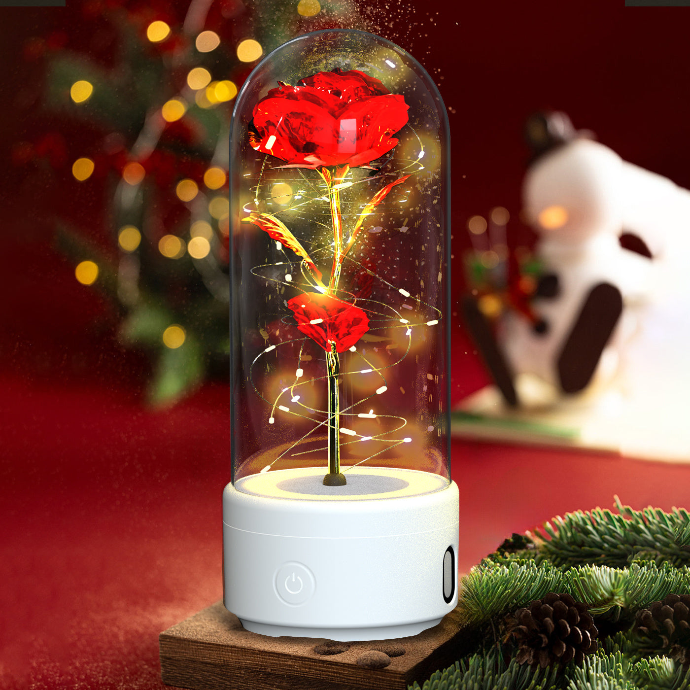 Creative 2-in-1 Rose LED Light and Bluetooth Speaker