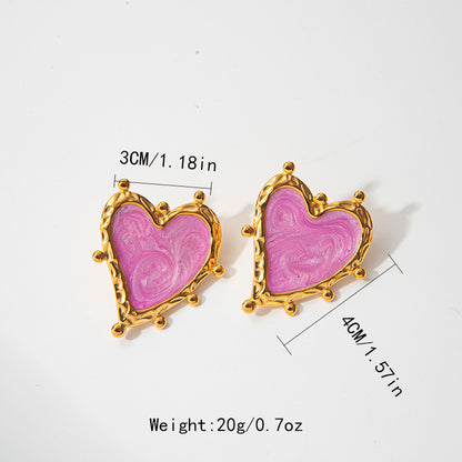 Sweet Magic Purple Love Stainless Steel Earrings