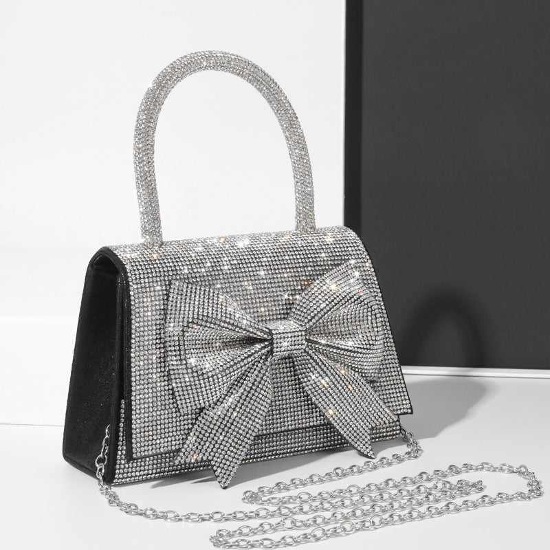 New Light Luxury Full Diamond Bow Handbag – Elegant & Sparkling Fashion