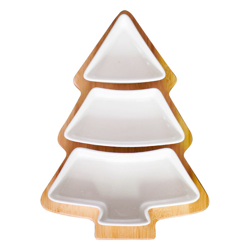 4-Piece Christmas Tree Ceramic Plates Set