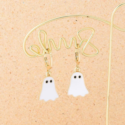 Spooky Halloween Ghost Hoop Earrings