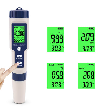 5-in-1 Waterproof Salinity Meter – Accurate Water Quality Tester