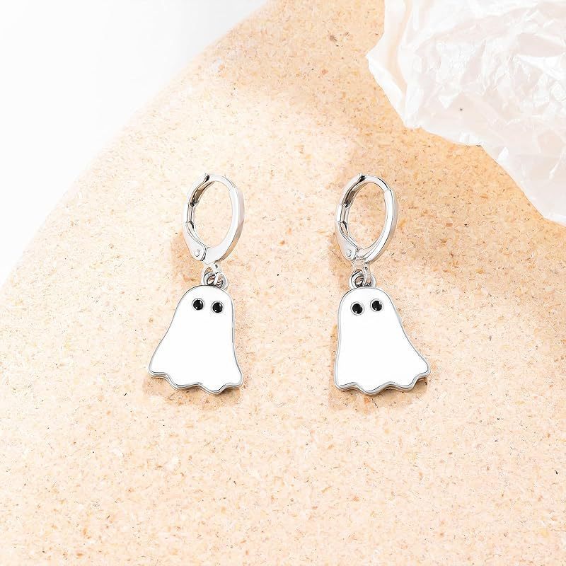 Spooky Halloween Ghost Hoop Earrings