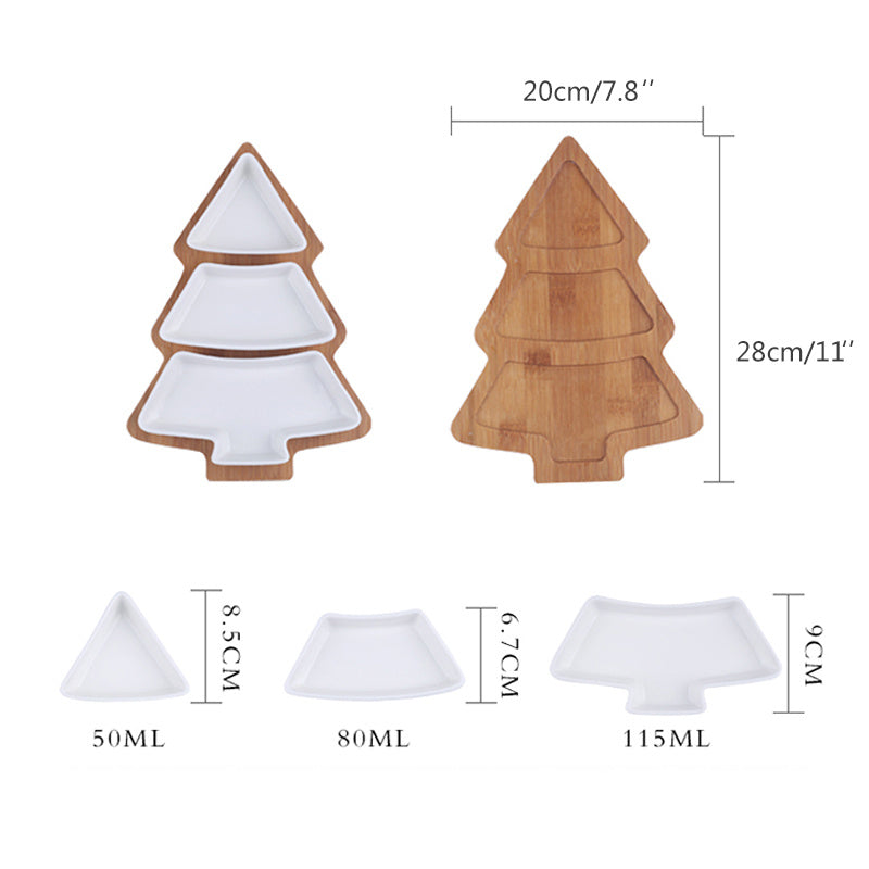 4-Piece Christmas Tree Ceramic Plates Set