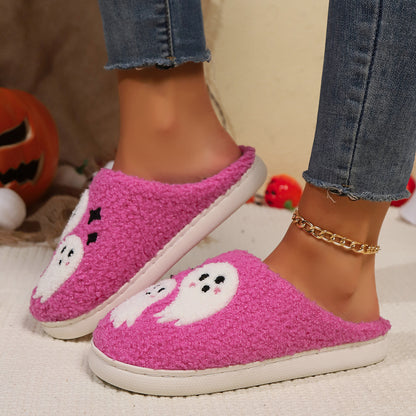 Halloween Cartoon Ghost Cotton Slippers – Cozy Non-Slip Indoor Winter Shoes