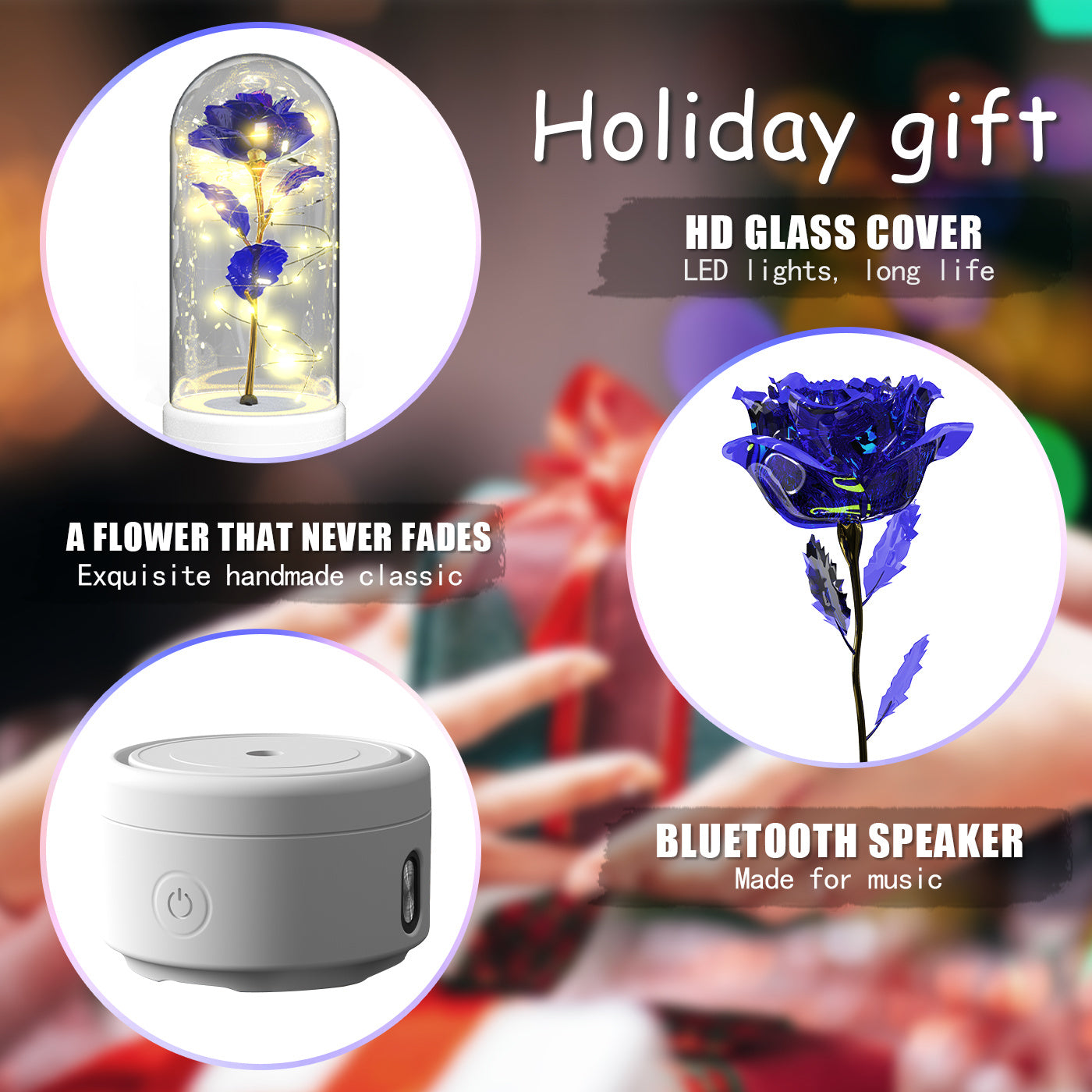 Creative 2-in-1 Rose LED Light and Bluetooth Speaker