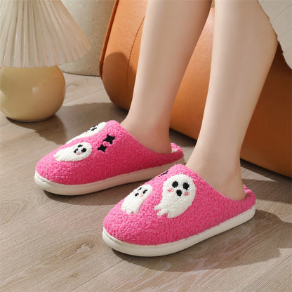 Halloween Cartoon Ghost Cotton Slippers – Cozy Non-Slip Indoor Winter Shoes