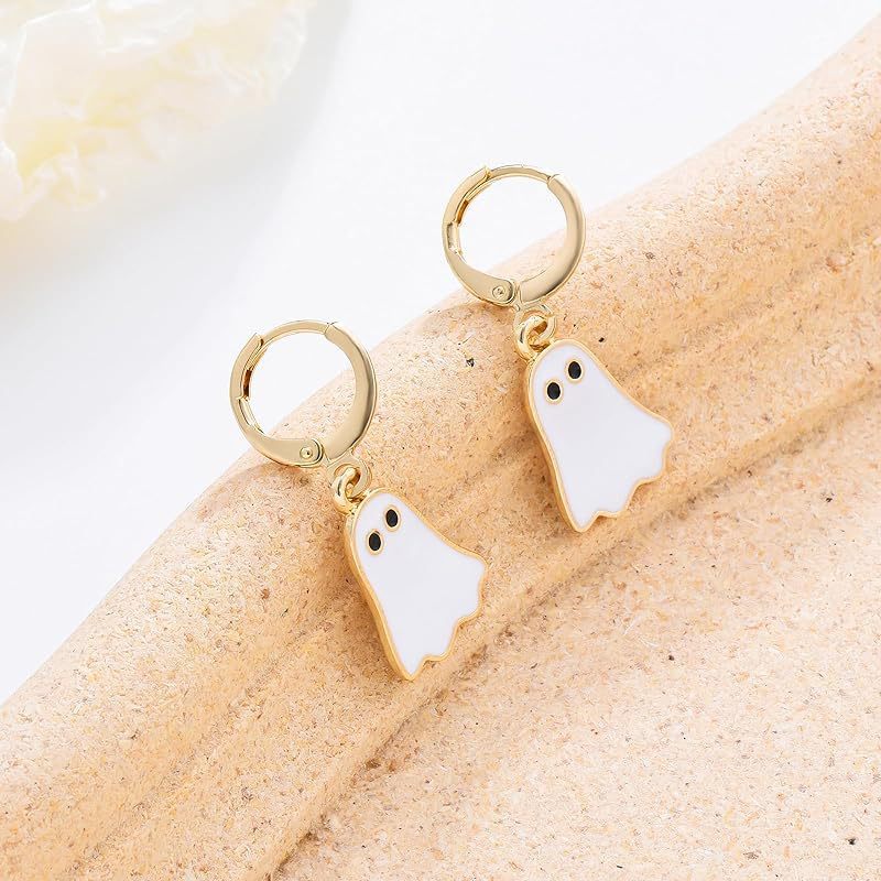 Spooky Halloween Ghost Hoop Earrings