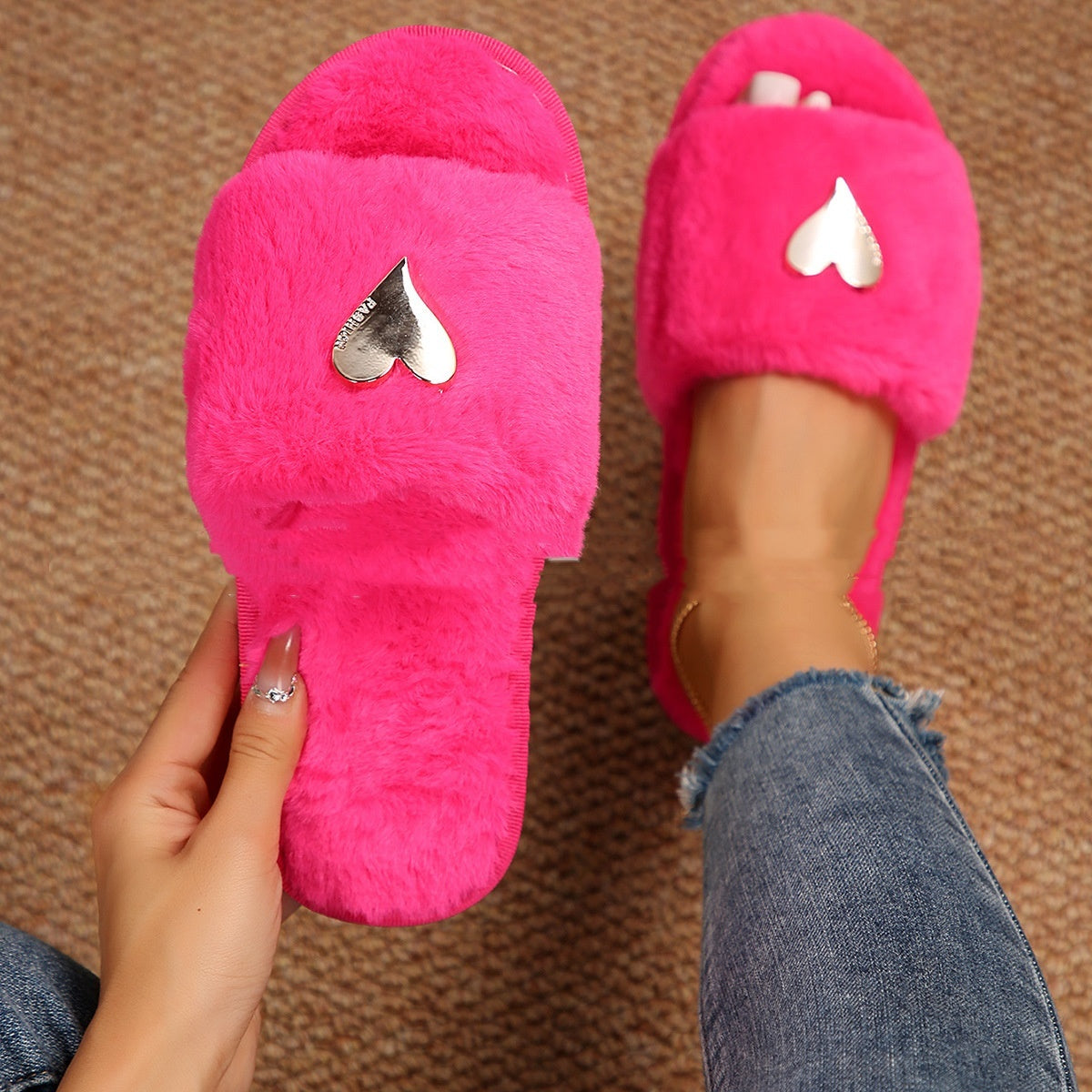 Cozy Furry Fluffy Slippers – Warm Plush Indoor Slippers