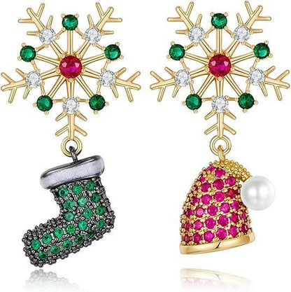 Christmas Snowflake & Asymmetric Stud Earrings