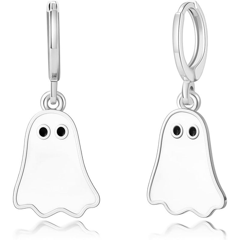 Spooky Halloween Ghost Hoop Earrings