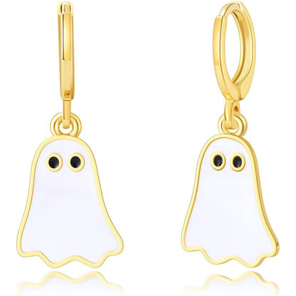 Spooky Halloween Ghost Hoop Earrings