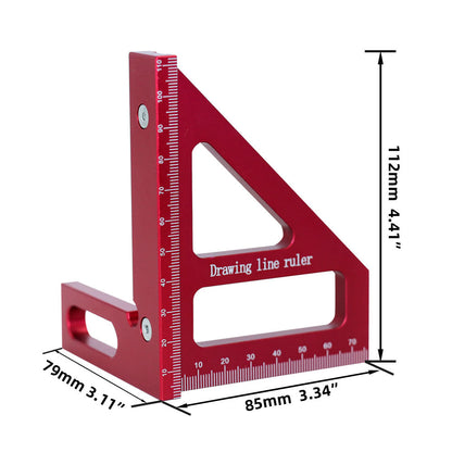 Durable Aluminum Alloy Woodworking Ruler - Precision Angular Measurements