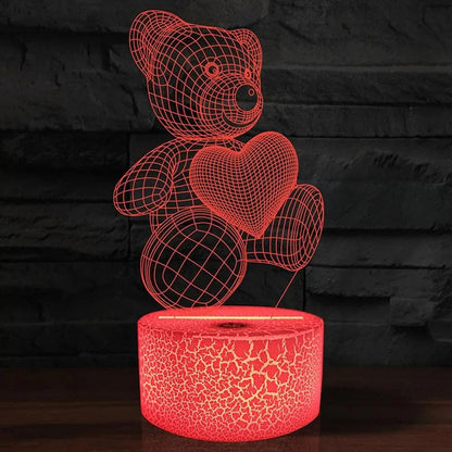 3D LED Bear Night Lamp - Cute & Cozy Bedroom Decor