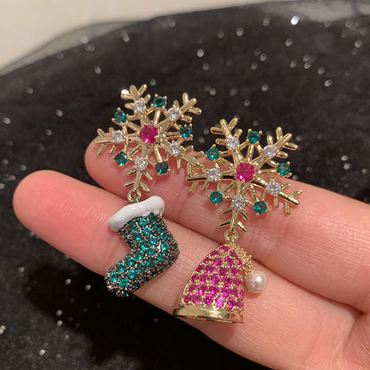 Christmas Snowflake & Asymmetric Stud Earrings