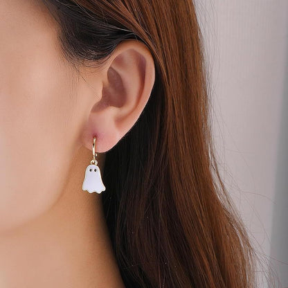 Spooky Halloween Ghost Hoop Earrings