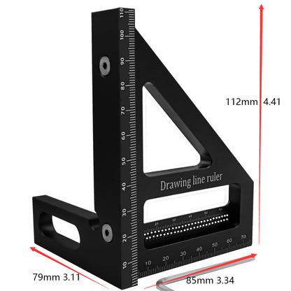 Durable Aluminum Alloy Woodworking Ruler - Precision Angular Measurements